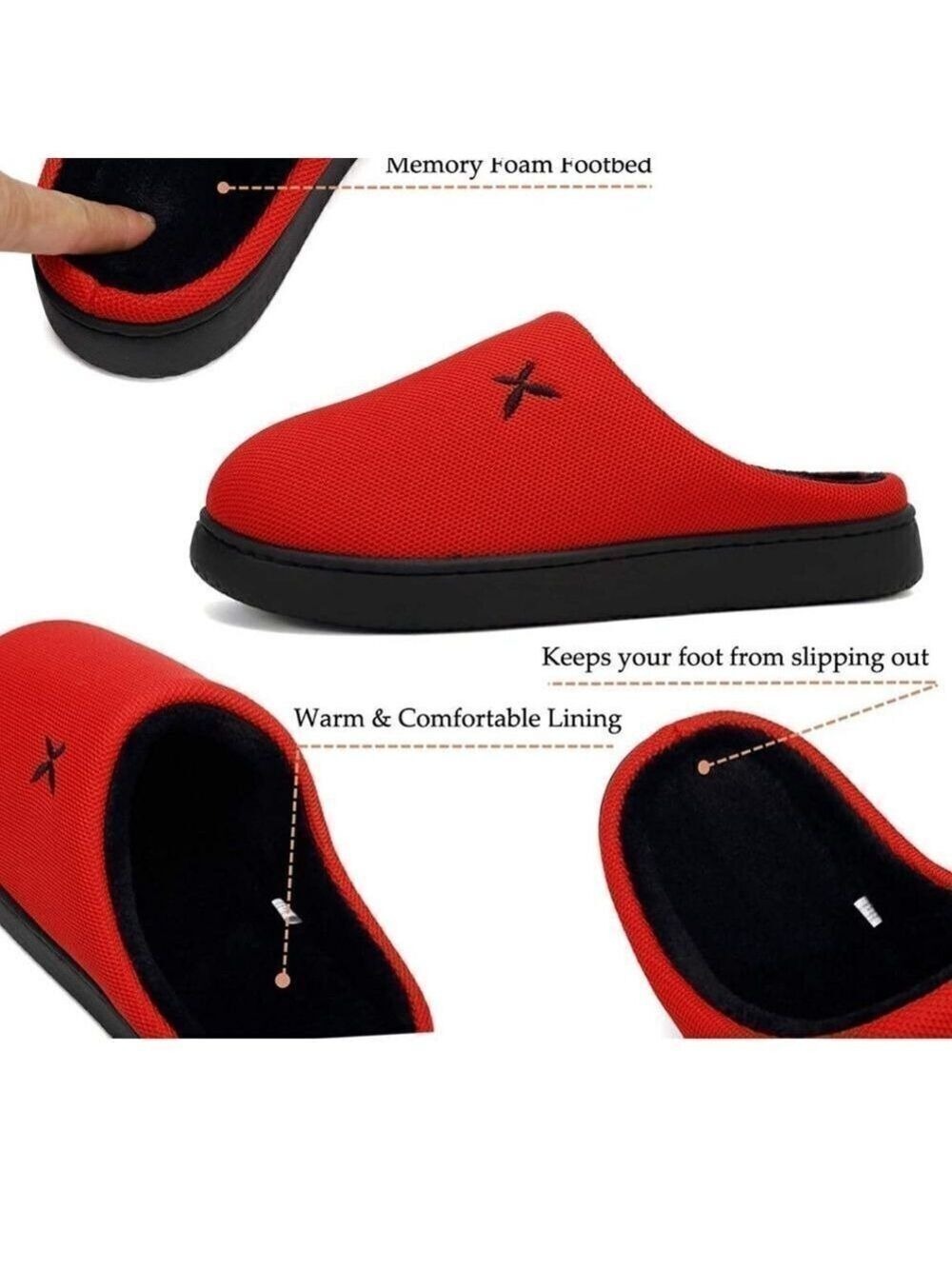NWT Memory Foam Slippers for Women Slip on Cotton  Non-Slip Rubber Size 8-8.5 - Picture 5 of 8